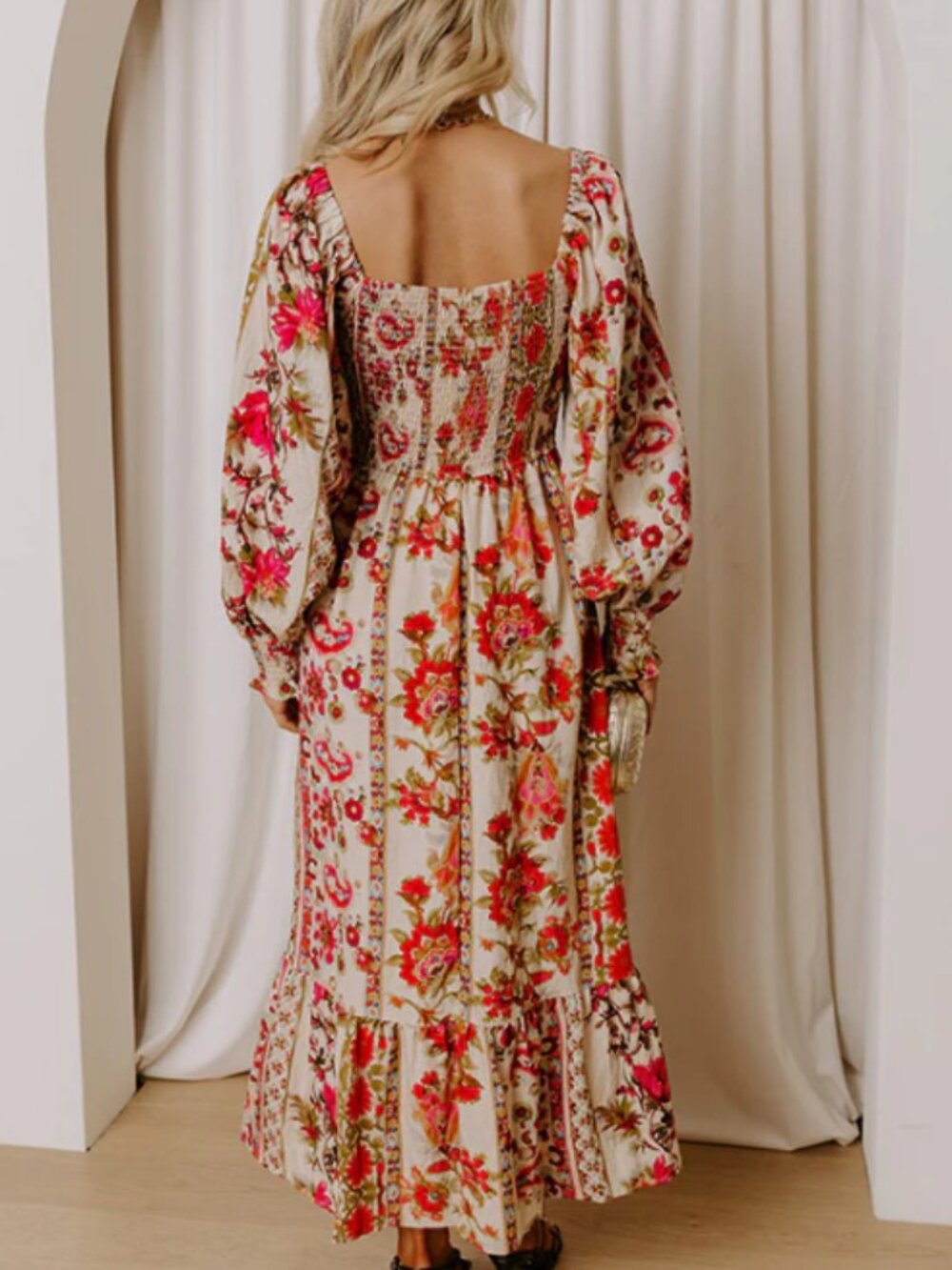 Vanilla Floral Midi Dress Large - Picture 3 of 3